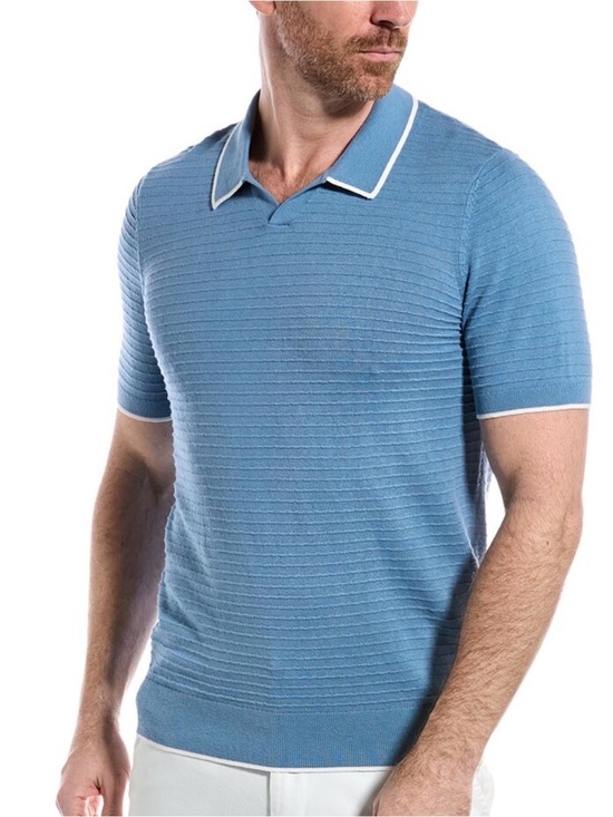 Ted Baker London Other - TED BAKER LONDON Durdle Textured Striped Knit Polo Shirt In Blue Sz 6 Casual